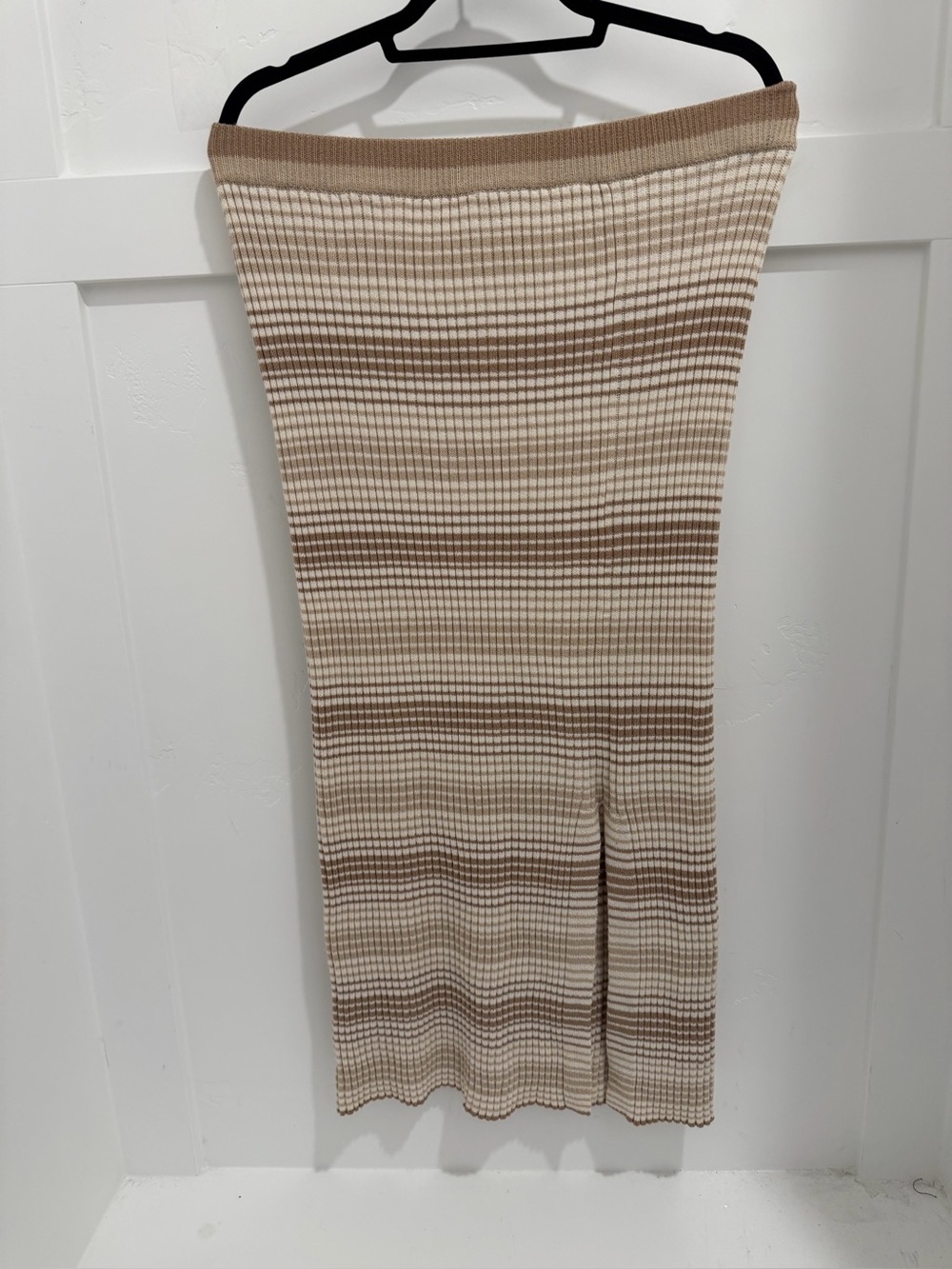 Sincerely Jules Cream & Tan Ribbed Stripe Maxi Skirt